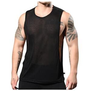 Andrew Christian Sheer Burnout SIut Cut Tank Black Large